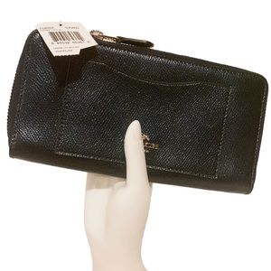 🌻COACH F54007 🌻 METALLIC MIDNIGHT CROSS GRAIN LEATHER WALLET
